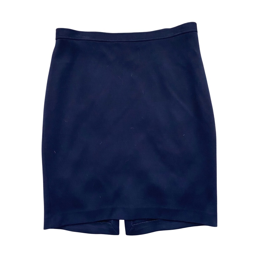 St. John Caviar Knit Skirt Womens 12 Navy Blue Professional Quiet Luxury Office